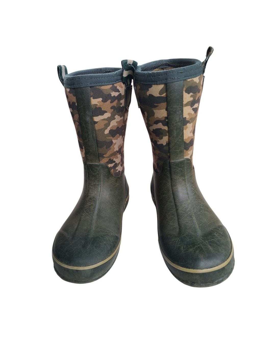 Camo Mid-Calf Rain Boots - Black & Camo Size 2 Youth